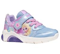 Sneaker GEOX "J FADINLIGHT GIRL", Damen, Gr. 27, lila, hellblau, Lederimitat, Textil, Schuhe Sneaker, Klettschuh mit Blüten und Elsa-Motiv, Größenschablone zum Download (56128804-27) lila, hellblau