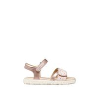 Sandale GEOX "J SANDAL HAITI GIRL", Mädchen, Gr. 25, pink, Leder, Lederimitat, Glitzermuster, Schuhe Sandale, Sandale mit Fersenriemen, Größenschablone zum Download (29738708-25) pink