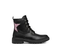 Geox J Casey Girl G Ankle Boot, Black/LT Rose, 36 EU
