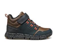 Schnürstiefelette GEOX "Geox Stiefelette Leder/Textil", Mädchen, Gr. 35, braun (blau, braun), Leder, Textil, Schuhe Schnürstiefelette (48485033-35) blau, braun
