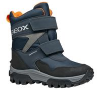 Winterstiefel GEOX "J HIMALAYA BOY B ABX", Kinder, Gr. 28, blau (navy, orange), Textil, Synthetik, sportlich, Schuhe, Snowboots, Klettstiefel mit Warmfutter, Größenschablone zum Download (88008130-28)