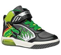 Sneaker GEOX "J INEK BOY_Blinkschuh", Kinder, Gr. 34, bunt (schwarz, limette), Synthetik, Textil, metallic, sportlich, Schuhe, Schnürboots mit cooler Blinkfunktion, Größenschablone zum Download (30104
