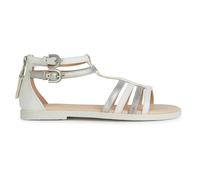 Geox J Karly Girl Sandal, White/LT Silver, 30 EU