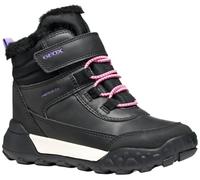 Winterboots GEOX "J TREKKYUP GIRL B AB", Kinder, Gr. 39, schwarz (schwarz, lila), Synthetik, Textil, Schuhe, Freizeitstiefel, Boots mit Warmfutter, Größenschablone zum Download (39165156-39) schwarz,