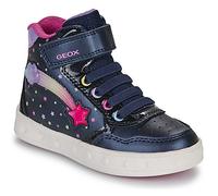 Sneaker GEOX "J SKYLIN GIRL Blinkschuh", Kinder, Gr. 24, bunt (navy, multi), Synthetik, Textil, kontrastfarbene Details, casual, Schuhe, Schnürboots, Blinkschuh mit Glitzer und Blinkfunktion (35312726