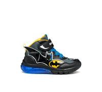 Sneaker GEOX "J CIBERDRON BOY Blinkschuh", Kinder, Gr. 28, schwarz (schwarz, gelb), Lederimitat, Textil, sportlich, Schuhe, Schnürboots, Blinkschuh mit cooler Blinkfunktion (61064830-28) schwarz, gelb