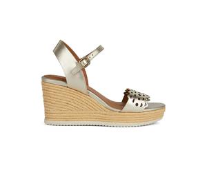 Geox Leder-Keilsandaletten "Ponza" in Gold - Größe 39 | Damen Sandalen