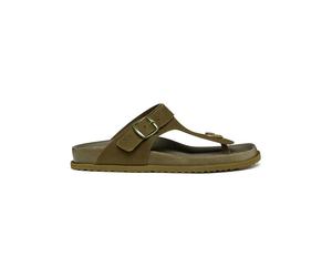 Geox Leder-Zehentrenner "Sandybett" in Khaki - Größe 39 | Damen Sandalen