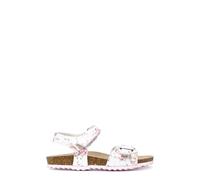 Sandale GEOX "J ADRIEL GIRL", Mädchen, Gr. 26, silberfarben, Lederimitat, Basic, Schuhe Sandale, Kinderschuh mit Klettverschluss, Größenschablone zum Download (83399007-26) silberfarben