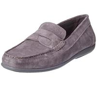 Mokassin GEOX "U ASCANIO C", Herren, Gr. 42, grau, Veloursleder, unifarben, Schuhe Mokassin, Loafer, Pennyloafer, Slipper zum bequemen Schlupfen (53112959-42)