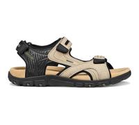 Sandale GEOX, Herren, Gr. 39, beige, schwarz, Lacklederimitat, Synthetik, Basic, Schuhe Sandale, Sommerschuh, Klettschuh, Outdoorsandale im Trekking-Look (67360018-39) beige, schwarz