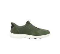 Geox Nebula 2.0 Plus Herren-Sneaker, Grün Khaki mit blauen Details, Obermaterial aus Wildleder und Stoff, U56MXA02211CB39B, militär-grün, 41 EU