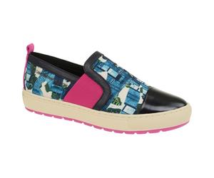 Geox Respira Breeda Damen Slippers in blau - Camotartan Design - Größe 36