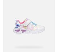 Sneaker GEOX "J ASSISTER GIRL DISNEY - LILO & STITCH", Damen, Gr. 24, weiß, multi, Lederimitat, Textil, Schuhe Sneaker, Klettschuh mit Stitch-Motiv, Größenschablone zum Download (62349023-24) weiß, mu