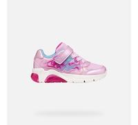 Sneaker GEOX "J FADINLIGHT GIRL", Damen, Gr. 24, rosa, hellblau, Lederimitat, Synthetik, Textil, Schuhe Sneaker, Klettschuh mit toller Blinkfunktion, Größenschablone zum Download (67449240-24) rosa, h