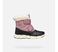 Winterboots GEOX "J FLEXYPER GIRL B AB", Kinder, Gr. 33, rosa, schwarz, Synthetik, Textil, Schuhe, Snowboots, Klettstiefel mit Warmfutter, Größenschablone zum Download (38813529-33) rosa, schwarz