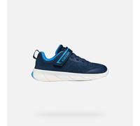 Barfußschuh GEOX "J FOOT-RUN BOY", Jungen, Gr. 27, blau, Textil, Schuhe Barfußschuh, Klettschuh mit Logo, Größenschablone zum Download (77162805-27)