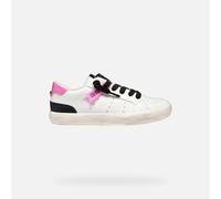 Geox J GISLI Girl A Sneaker, White/Fuchsia, 35 EU