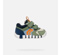 Lauflernschuh GEOX "B IUPIDOO BOY", Baby, Gr. 22, olivgrün, navy, Leder, Lederimitat, Textil, Schuhe Lauflernschuh, Babyschuh mit farbigen Besätzen, Größenschablone zum Download (94737847-22) olivgrün