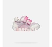Lauflernschuh GEOX "B IUPIDOO GIRL", Baby, Gr. 20, lila, weiß, Lederimitat, Mesh, Mesh, kontrastfarbene Details, Schuhe Lauflernschuh, Babyschuh im Pastell-Look, Größenschablone zum Download (38598263
