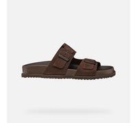 Pantolette GEOX "Geox Pantoletten Leder", Herren, Gr. 40, dunkelbraun, Leder, Schuhe Pantolette (60656258-40) dunkelbraun