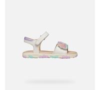 Geox J Haiti Girl Sandal, White/LT PINK, 30 EU