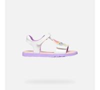 Sandale GEOX "J SANDAL JOYFOOT GIR", Mädchen, Gr. 28, weiß, lila, Lederimitat, Basic, Schuhe Sandale, Sommerschuh, Klettschuh, Größenschablone zum Download (35966351-28) weiß, lila
