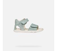 Lauflernschuh GEOX "B SANDAL STEPPIEUP G", Baby, Gr. 26, hellblau, Leder, Glitzer, Schuhe Lauflernschuh, Babyschuh mit Klettverschluss, Größenschablone zum Download (20936200-26) hellblau