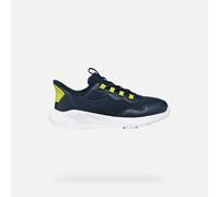Keilsneaker GEOX "J SPRINTYE FAST IN B", Mädchen, Gr. 36, dunkelblau, grün, Mesh, Synthetik, Textil, Mesh, kontrastfarbene Details, Basic, Schuhe, Freizeitschuh mit Kontrastbesätzen, Größenschablone z