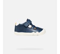 Lauflernschuh GEOX "B STEPPIEUP BOY", Baby, Gr. 23, navy, weiß, Leder, Schuhe Lauflernschuh, Babyschuh mit Klettverschluss, Größenschablone zum Download (93123666-23) navy, weiß