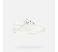 Geox Sneaker Washiba Lederimitat Weiß/Mehrfarbig Kinder Gr. 35