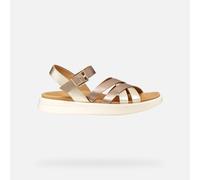 Geox Damen D XAND 2S B Wedge Sandal, DK BEIGE/LT Gold, 36 EU