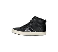 Geox J Kalispera Girl B Sneaker, Black/DK Silver, 28 EU