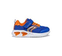 Sneaker GEOX "J ASSISTER BOY Blinkschuh", Kinder, Gr. 33, blau (blau, orange), Textil, Synthetik, sportlich, Schuhe, Sportschuh, Klettschuh mit auffällig blinkender Sohle (50616147-33) blau, orange
