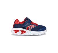 Sneaker GEOX "J ASSISTER BOY Blinkschuh", Kinder, Gr. 35, blau (navy, rot), Textil, Synthetik, sportlich, Schuhe, Sportschuh, Klettschuh mit auffällig blinkender Sohle (84544328-35) navy, rot