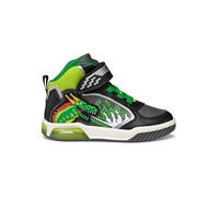 Sneaker GEOX "J INEK BOY_Blinkschuh", Kinder, Gr. 35, bunt (schwarz, limette), Synthetik, Textil, metallic, sportlich, Schuhe, Schnürboots mit cooler Blinkfunktion, Größenschablone zum Download (30104