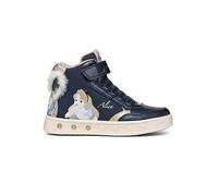 Geox J Skylin Girl G Sneaker, Navy/Platinum, 31 EU
