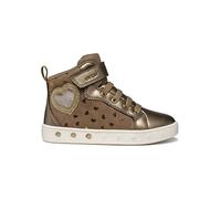 Sneaker GEOX "J SKYLIN GIRL Blinkschuh", Kinder, Gr. 35, silber (beige, platin), Synthetik, Textil, Glitzer, metallic, Schuhe, Schnürboots mit Glitzer, Blinkfunktion, Größenschablone zum Download (346