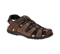 Sandale GEOX "UOMO SANDAL STRADA C" Gr. 41, braun (dunkelbraun, schwarz) Herren Schuhe Stoffschuhe Sommerschuh, Klettschuh, Outdoorsandale, mit Lederfußbett (96928760-41)