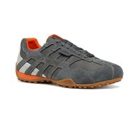 Schnürschuh GEOX "U SNAKE ORIGINAL", Herren, Gr. 48, orange (grau, orange), Synthetik, Veloursleder, kontrastfarbene Details, Basic, Schuhe Schnürschuh, Sneaker mit Geox Spezial Membrane, Größenschabl