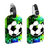 Gepäckanhänger, 2 Stück, bunt, abstrakt, für Fußball, Fußball, PU-Leder, Gepäckanhänger, Sichtschutz