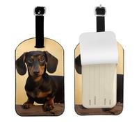 Gepäckanhänger aus Leder für Koffer, verstellbare Kofferanhänger, niedlicher Dackel, Reisetasche, Gepäcketiketten mit vollständiger Privatsphäre, für Männer und Frauen, Kreuzfahrt, Flughafen