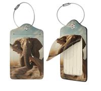 Gepäckanhänger aus PU-Leder für Koffer, Kofferanhänger mit Edelstahlschlaufe, niedliches Namensschild, Set mit Elefant, Reisegepäck, Taschenanhänger für Männer und Frauen, Kofferetiketten, 4 Stück