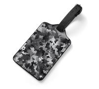 Gepäckanhänger aus PU-Leder für Koffer - Schwarz / Weiß / Grau, Camouflage-Taschen-Anhänger mit Namensausweis, Kofferanhänger für Damen und Herren, Reiseutensilien, bunte Gepäckkennzeichnungen für