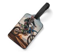 Gepäckanhänger aus PU-Leder für Koffer - Sport, Motorrad, Motocross-Renn-Thema, Taschenanhänger mit Namensausweis, Kofferanhänger für Damen und Herren, Reiseutensilien, bunte Gepäckkennzeichnungen für