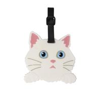 Gepäckanhänger aus Silikon und PVC, Kofferanhänger für lustige Reisegepäcke, Gepäckanhänger, ID Tag (weiße Katze)