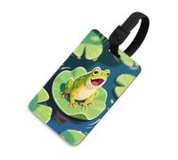 Gepäckanhänger Frosch im Teich für Koffer mit Namensausweis, Sichtschutz, Reisekofferanhänger mit Gurt, TPU-Gepäckanhänger, Reisezubehör, Schwarz, Einheitsgröße