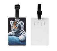 Gepäckanhänger für Koffer, kleiner Tiger im Weltraum, Reisetaschenanhänger mit Sichtschutz, ID-Etikett, Adresskarte, Namensschild, für Handtaschen, Rucksack, Reisegepäckanhänger, 2 Stück