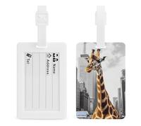 Gepäckanhänger mit abnehmbaren Handgelenk-Gepäckanhängern für Koffer, Giraffe in New York, Kofferanhänger, TPU-Namensschild, Kofferetiketten, Kofferanhänger für Reisetaschen