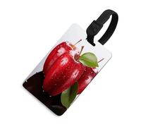 Gepäckanhänger mit rotem Apfel-Motiv, für Koffer mit Namensausweis, Sichtschutz, Reisekofferanhänger mit Gurt, TPU-Gepäckanhänger, Gepäckkennzeichnung, Reisezubehör, Schwarz-Stil, Einheitsgröße